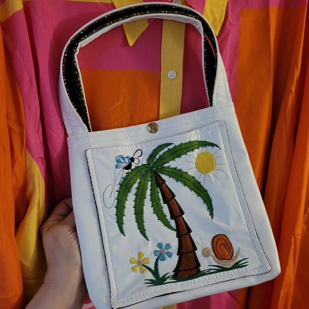 Bags by T.J. Tropical Tote ~ Beachy ~ Coastal ~ Palm Tree ~ Sun ~ Vintage 1970s?